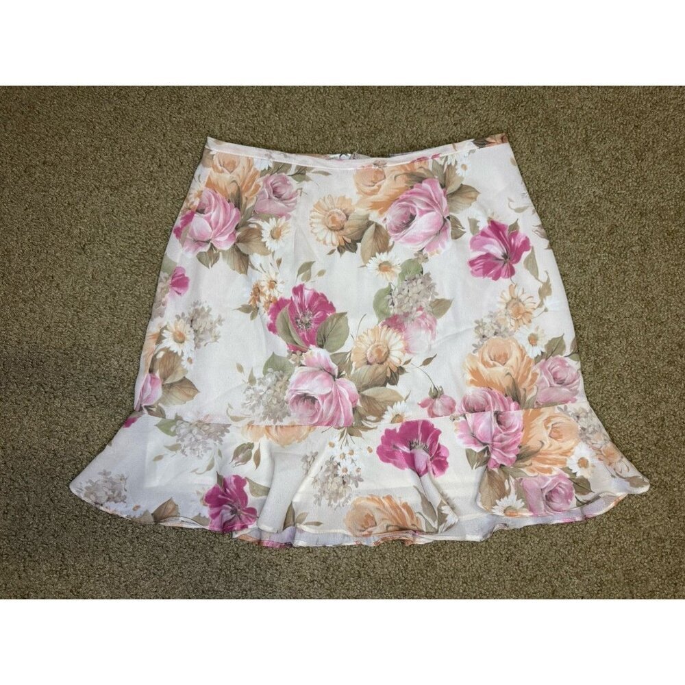 VTG XOXO Floral Mini Skater Skirt Sz 28” Y2k Cottagecore Feminine Coquette